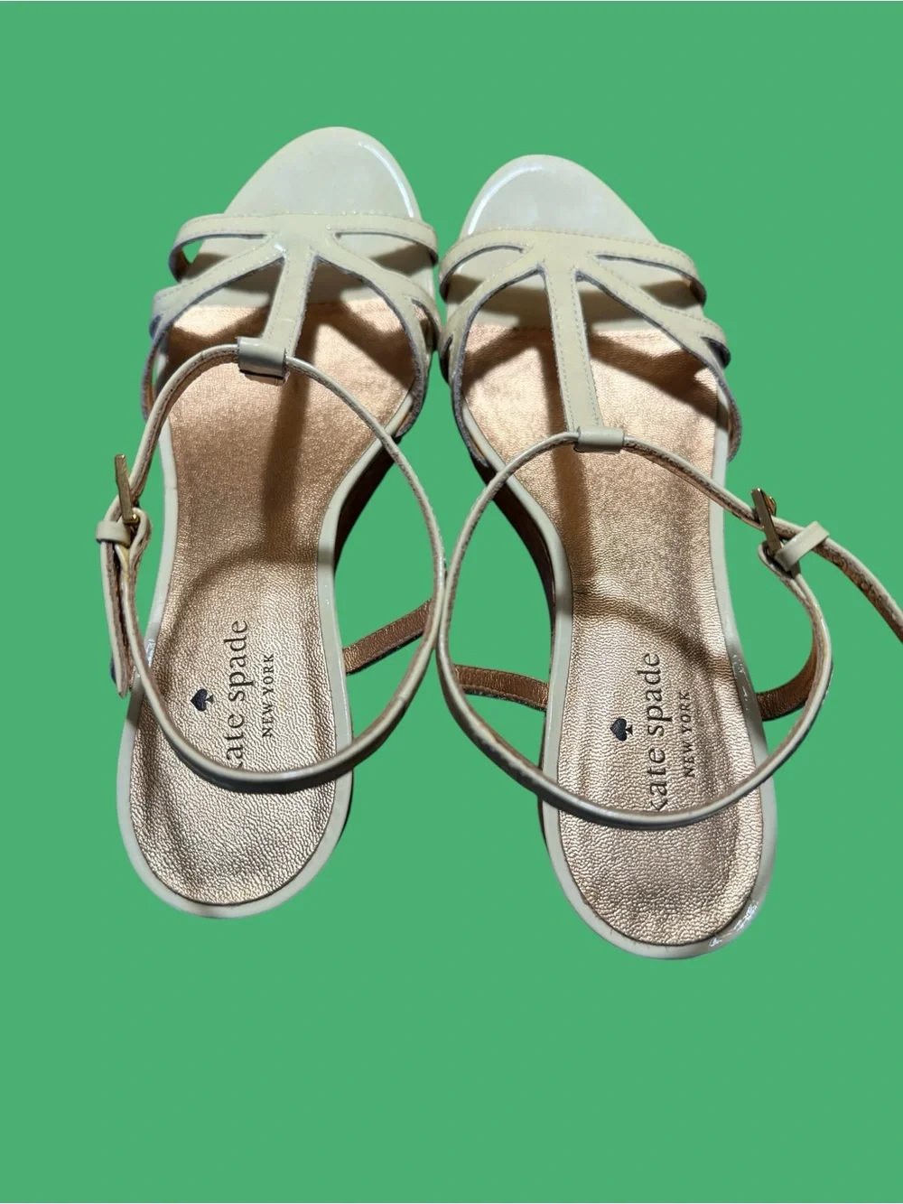 Kate spade Cream and Tan Cork Wedge Sandals